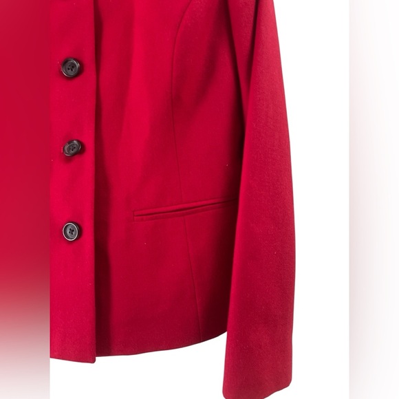 Lands end vintage red wool collared blazer suit jacket - Picture 2 of 5